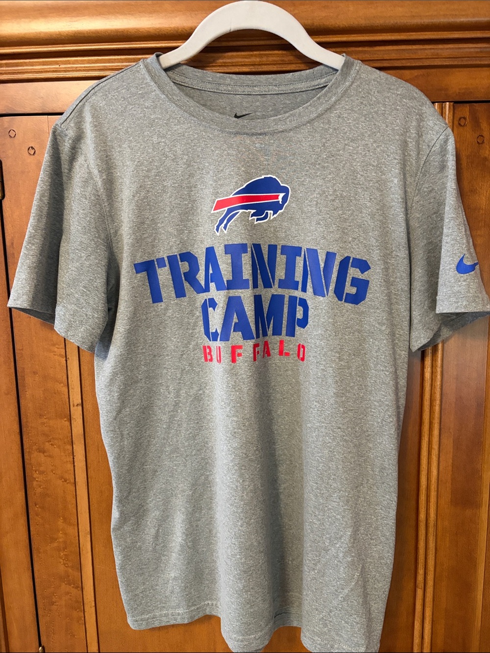 Nike Gray Buffalo Bills Training Camp Tee with Blue & Red Logo